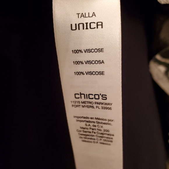 Chico's Black/Cream Paisley Print Scarf w/Sequins - Picture 5 of 5